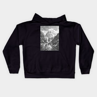 Trekking to Majestic Mountains and Waterfall Kids Hoodie